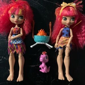 Mattel Cave Club Flaire & Emberly Wild About BBQ Pregistoric Fashion Dolls